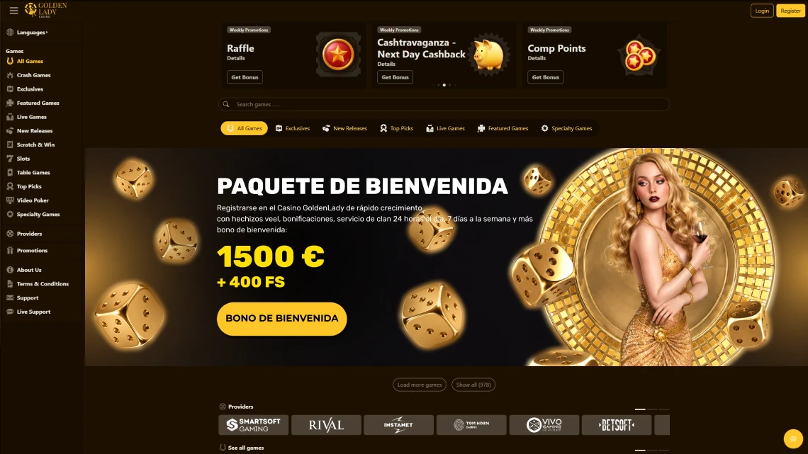 Golden Lady Casino juegos y bono de bienvenida